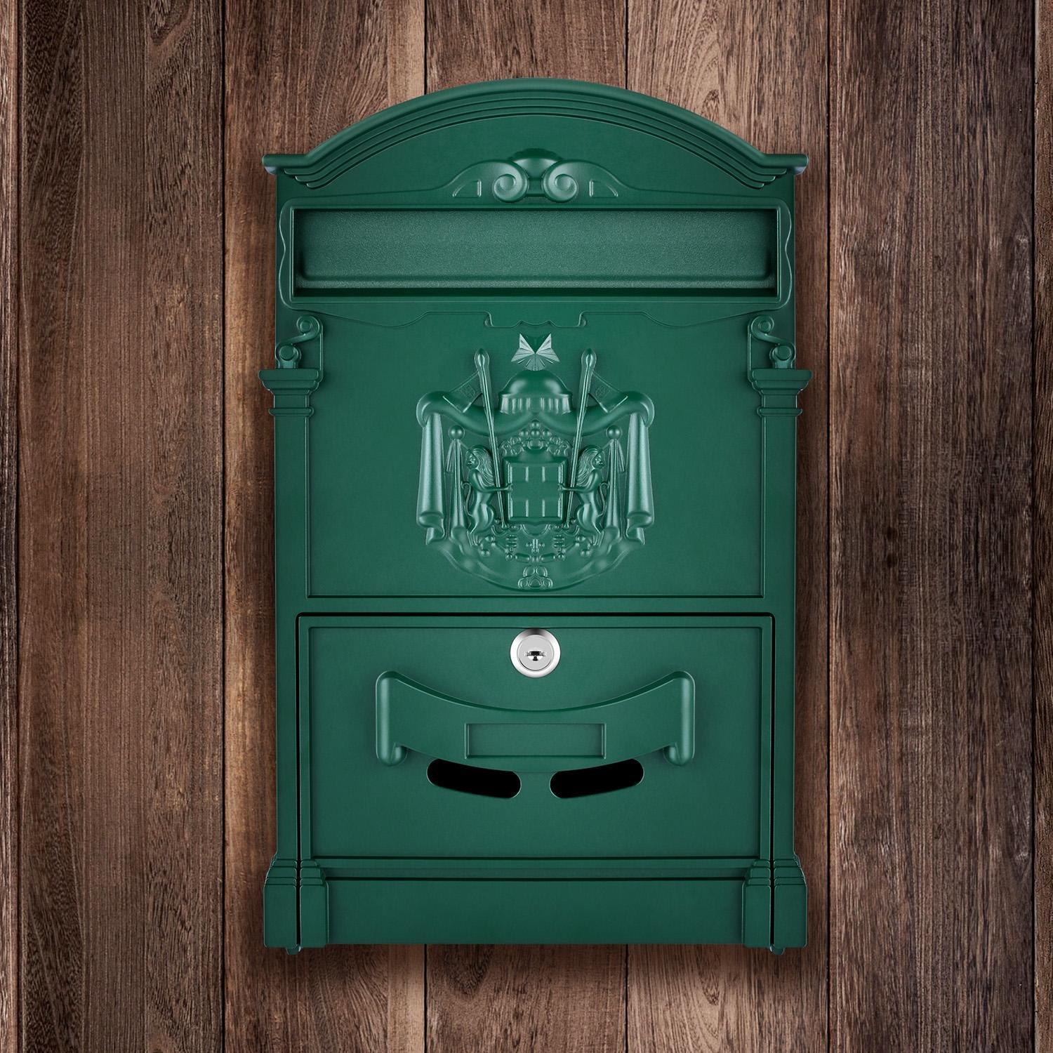 tooluck boite aux lettres retro antique vintage metallique colore vert pour mur 41 x 24 x 7 6 cm cdiscount bricolage